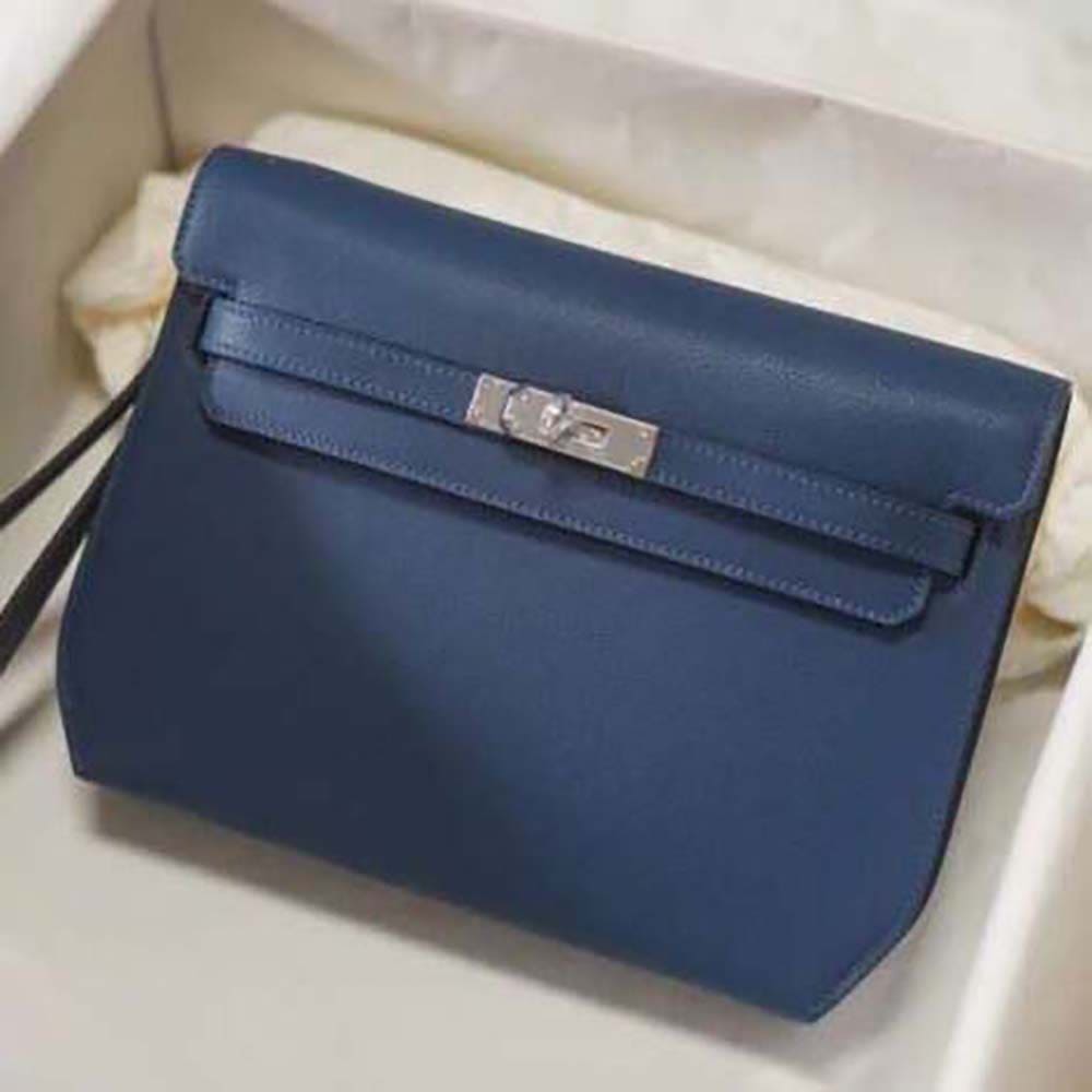 TÚI Hermes Men Kelly Depeches 25 Pouch-Navy