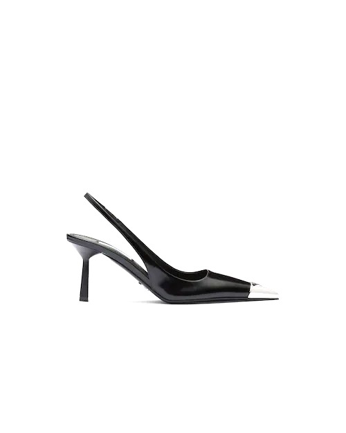 GIÀY PRADA Brushed leather slingback pumps 75mm