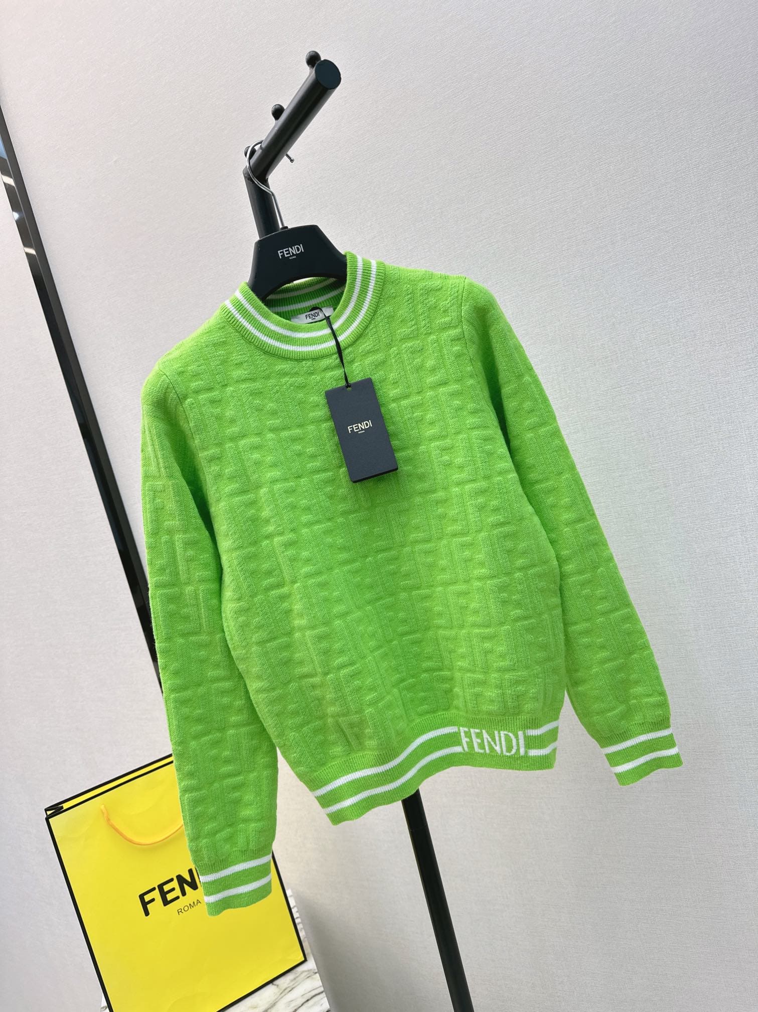 ÁO FENDI Jacquard FF Green Sweater