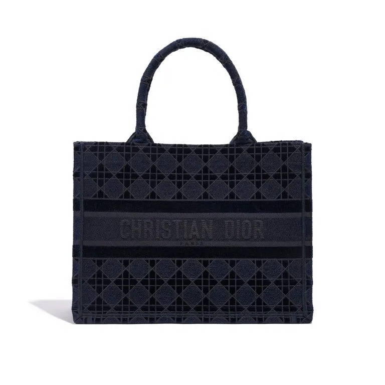 TÚI DIOR Book Tote Medium Canvas Velvet Navy Blue