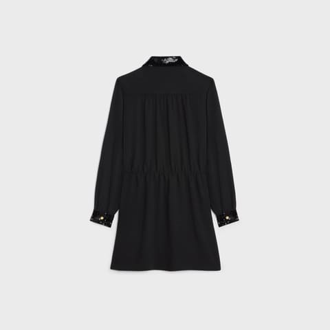 VÁY CELINE MINI DRESS IN VISCOSE SABLÉ BLACK