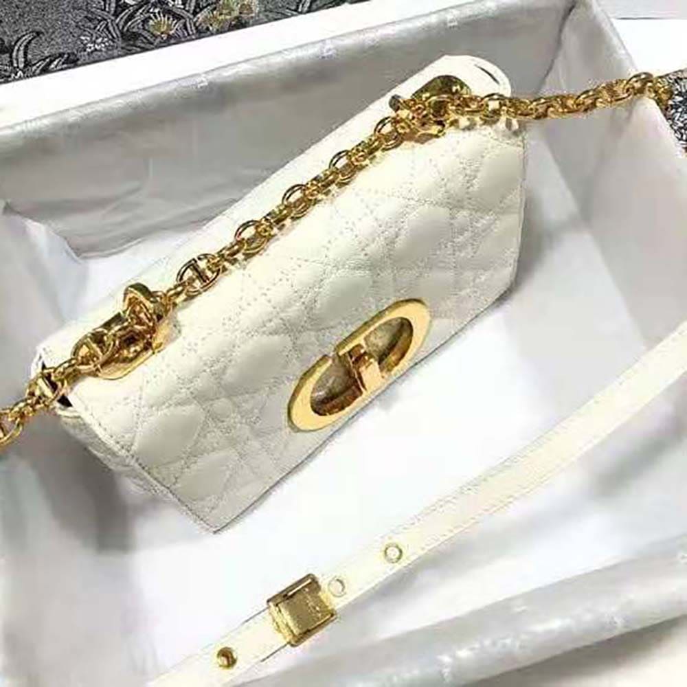 TÚI Dior Women Small Dior Caro Bag Ivory Supple Cannage Calfskin-White Top Quality