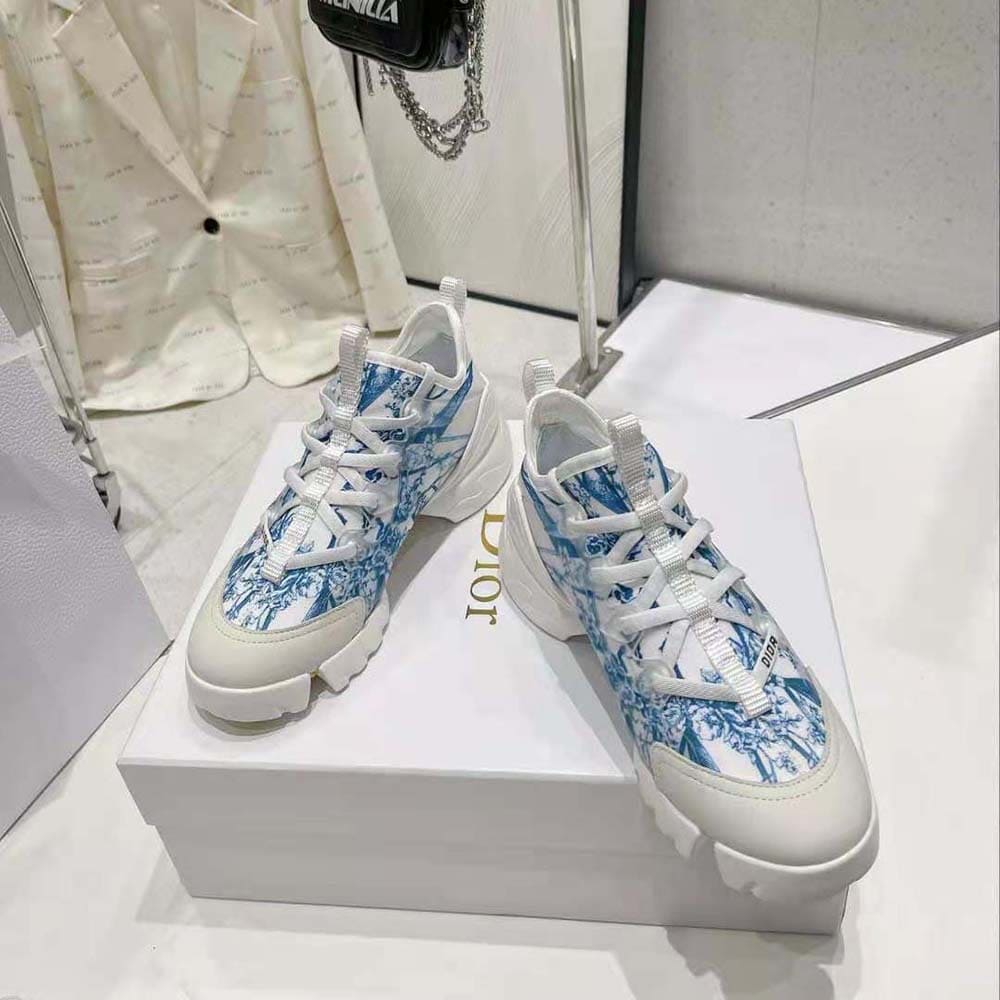 GIÀY Dior Women D-Connect Sneaker Blue Multicolor Technical Fabric with Rêve D’Infini Print