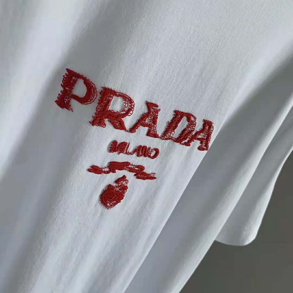 ÁO PRADA Men Classic Cotton Crew-Neck T-shirt-Red