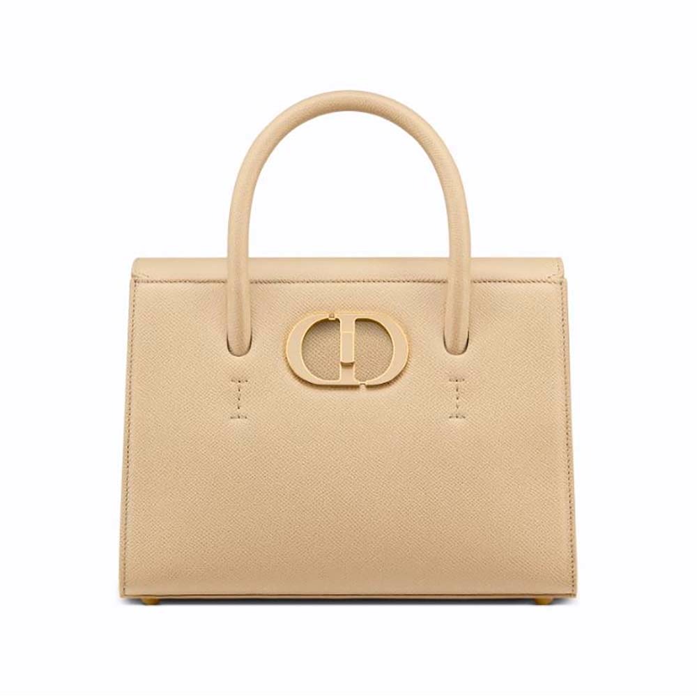 TÚI Dior Women Medium ST Honore Tote Latte Grained Calfskin-Sandy