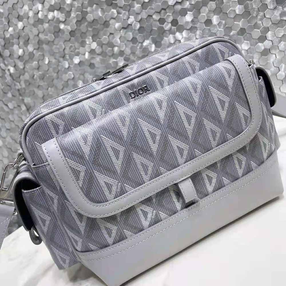 TÚI DIOR Messenger Bag Dior Gray CD Diamond Canvas and Smooth Calfskin