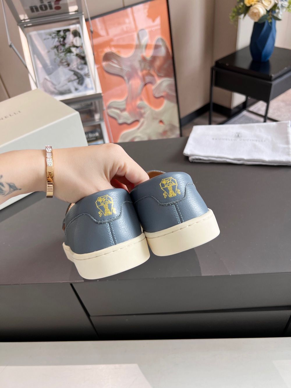 GIÀY BRUNELLO CUCINELLI Leather Blue loafer shoes