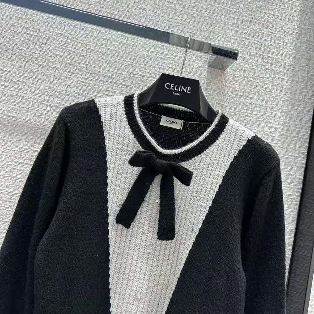 ÁO Celine Cardigan with Bow in Alpaca-Black