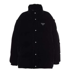 ÁO Prada Women Velvet Puffer Jacket-Black