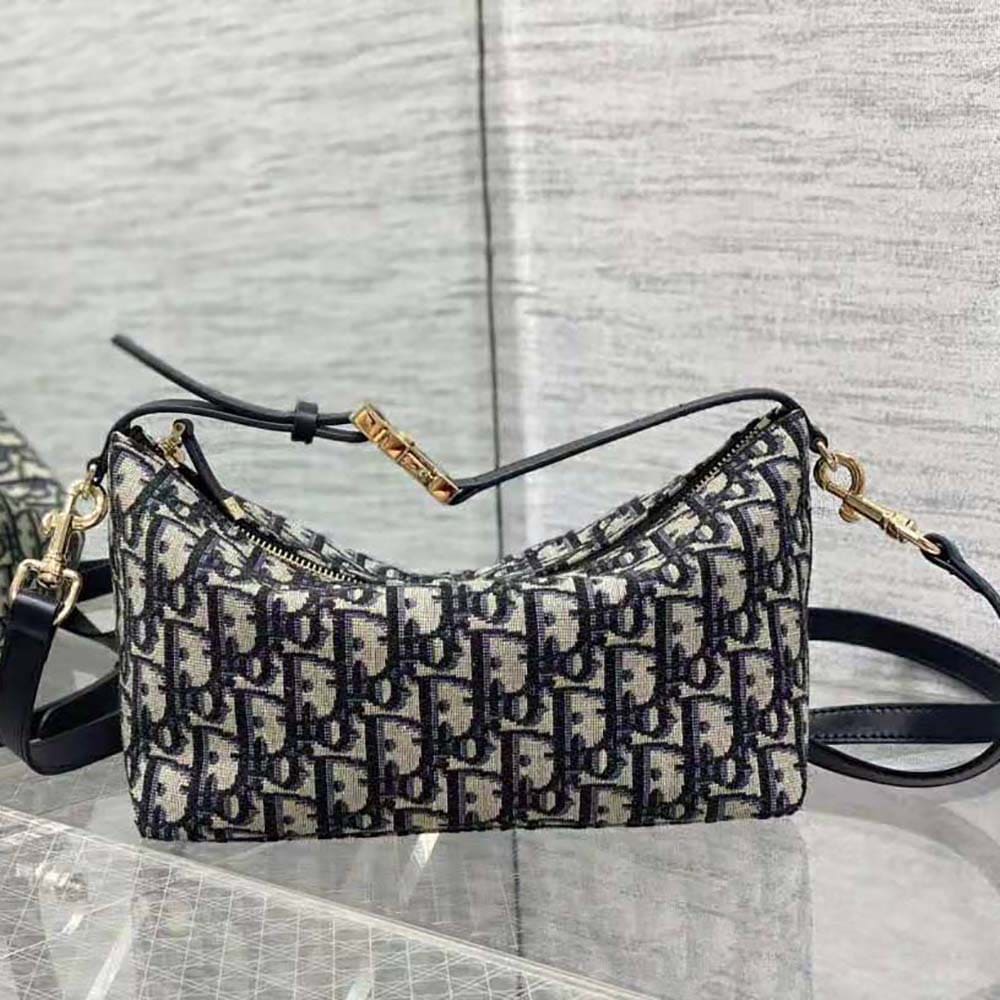 TÚI Dior Women Medium Diortravel Nomad Pouch Blue Dior Oblique Jacquard
