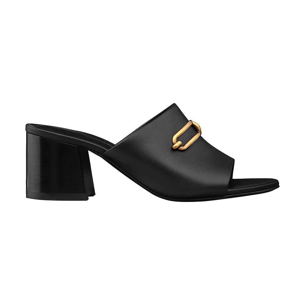 GIÀY Hermes Women Camilla Mule High Heel Mule in Calfskin-Black SS2022