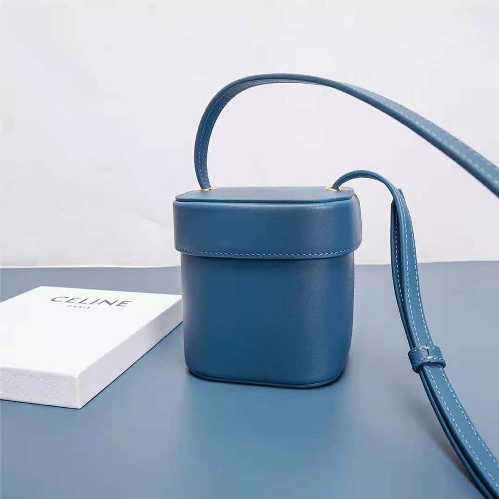 TÚI Celine Women Small Box Cuir Triomphe in Smooth Calfskin-Blue
