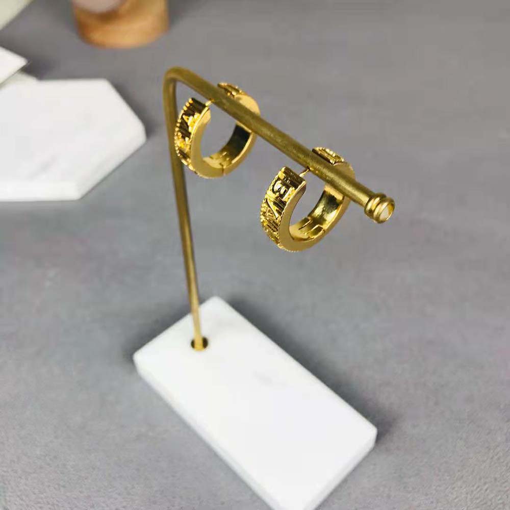 Bông tai Balenciaga Women Force Striped Earrings in Gold Sterling Silver