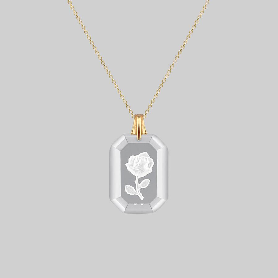 Glass Rose Necklace Gold 10K kỹ thuật chạm âm hoa hồng