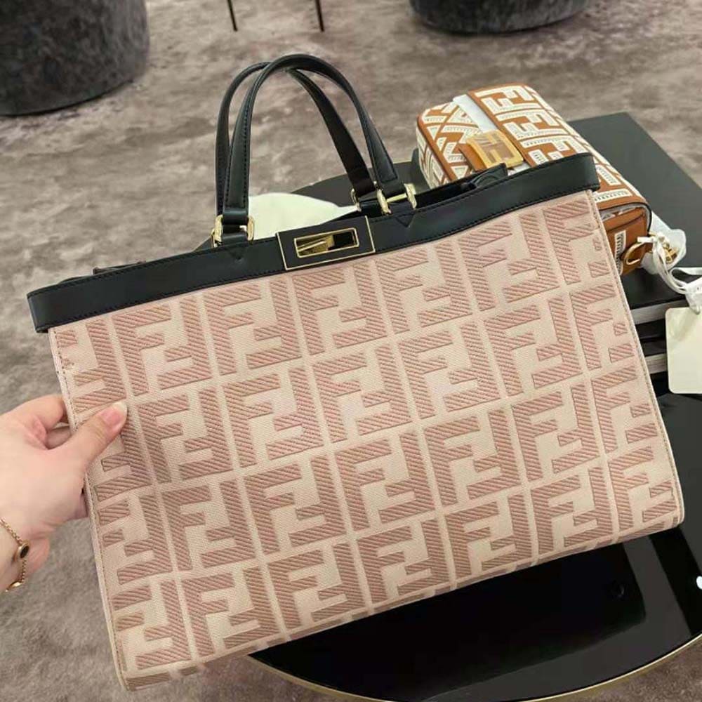 TÚI FENDI Women Peekaboo X-Tote Embroidered Canvas Bag-Pink