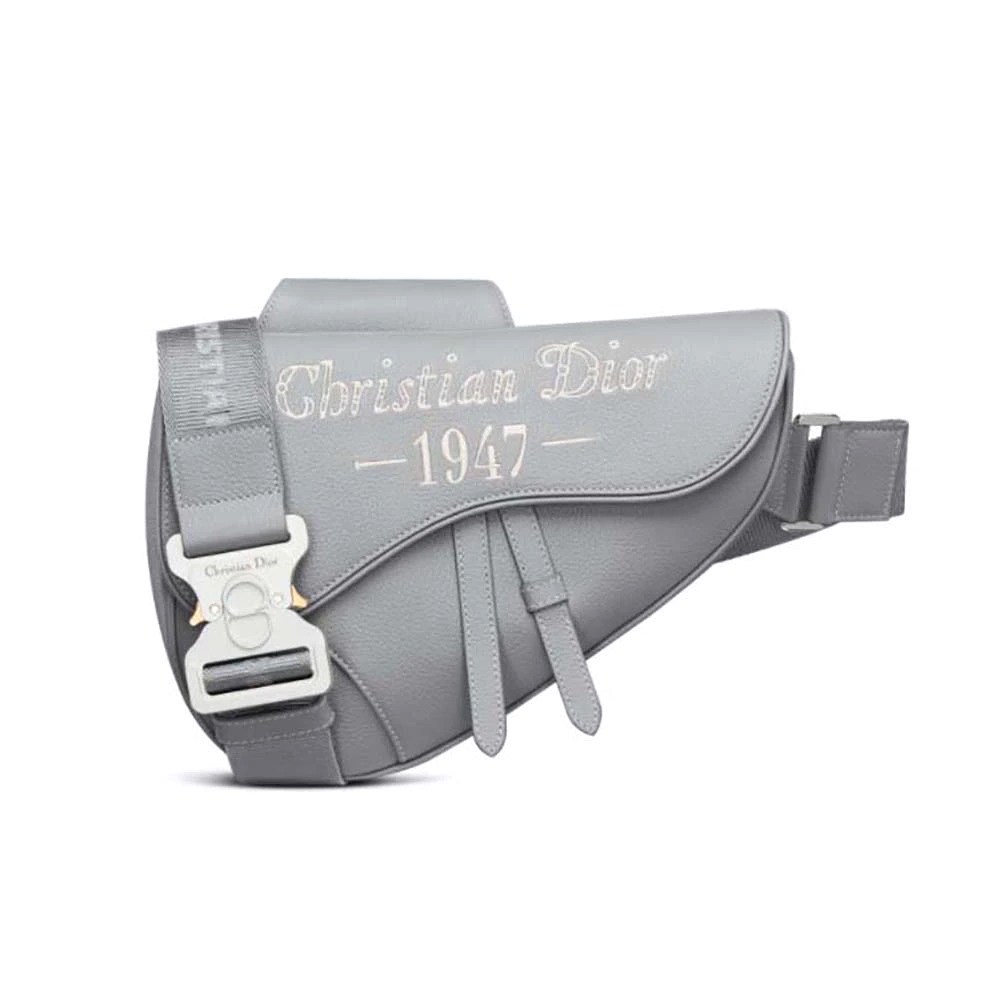 TÚI Dior Saddle Bag Dior Gray Grained Calfskin with Christian Dior 1947 Signature