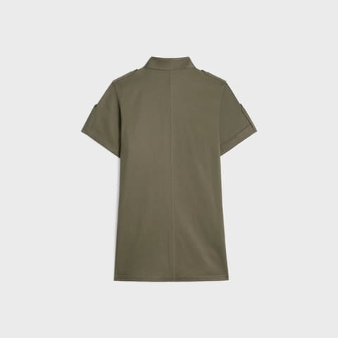 VÁY CELINE T-SHIRT DRESS WITH MILITARY POCKETS IN LIGHTWEIGHT TWILL KAKI
