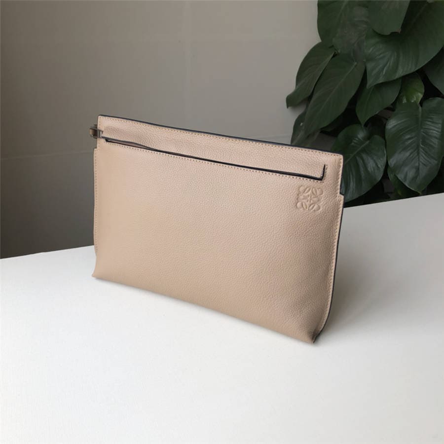 Túi LOEWE ladies clutch bag new pebbled leather T Pouch handbag Brown