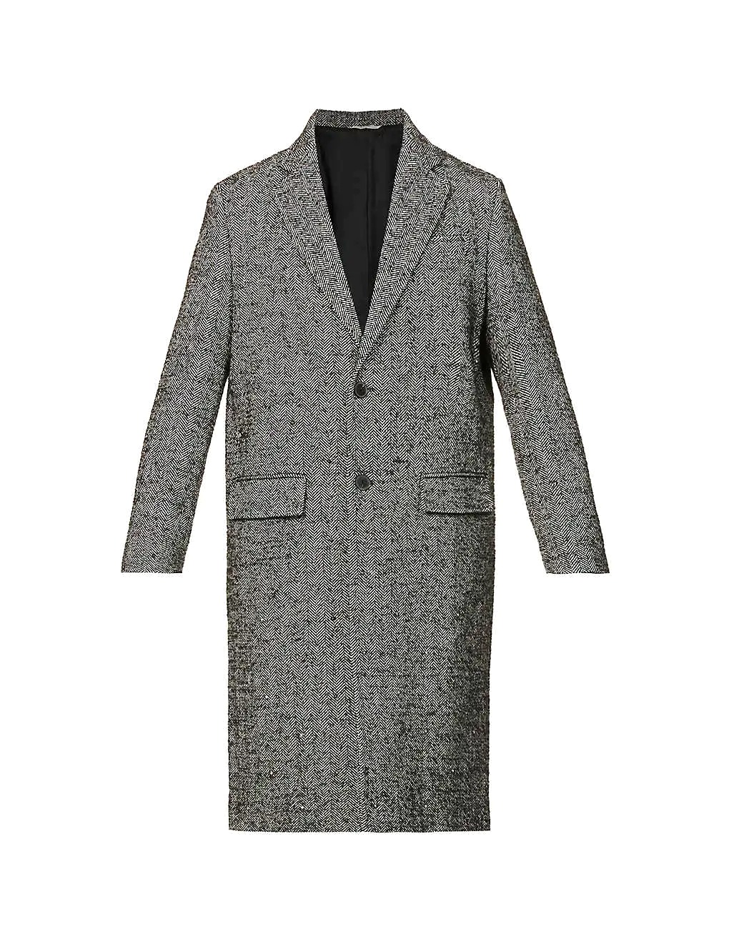 ÁO VALENTINO Rockstud notch-lapel wool-blend overcoat