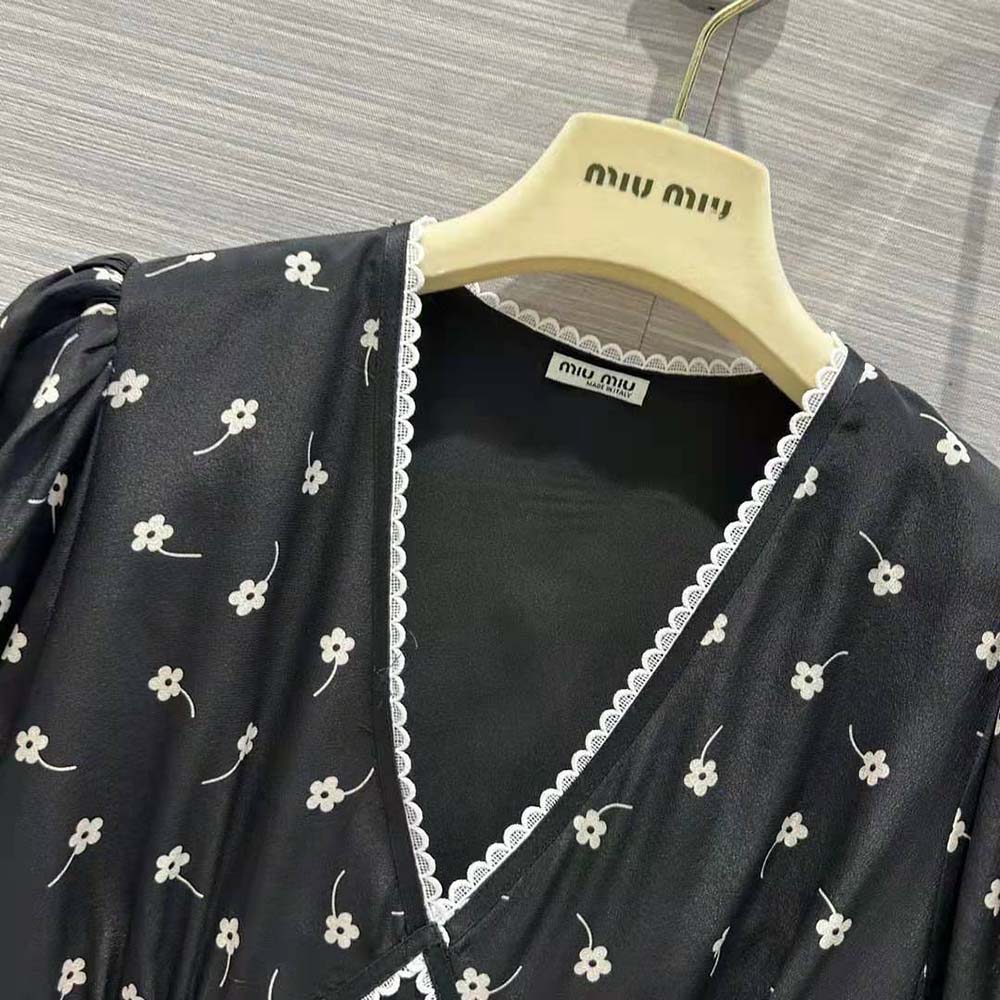 VÁY Miu Miu Women Crepe De Chine Mini-Dress-Black