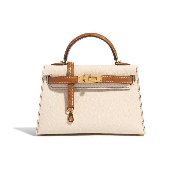 TÚI Hermès Kelly Mini Epsom Craie Gold Gold Buckle khóa vàng