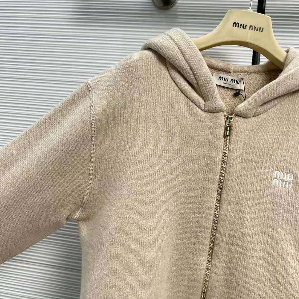 ÁO Miu Miu Women Wool and Cashmere Hoodie Jacket