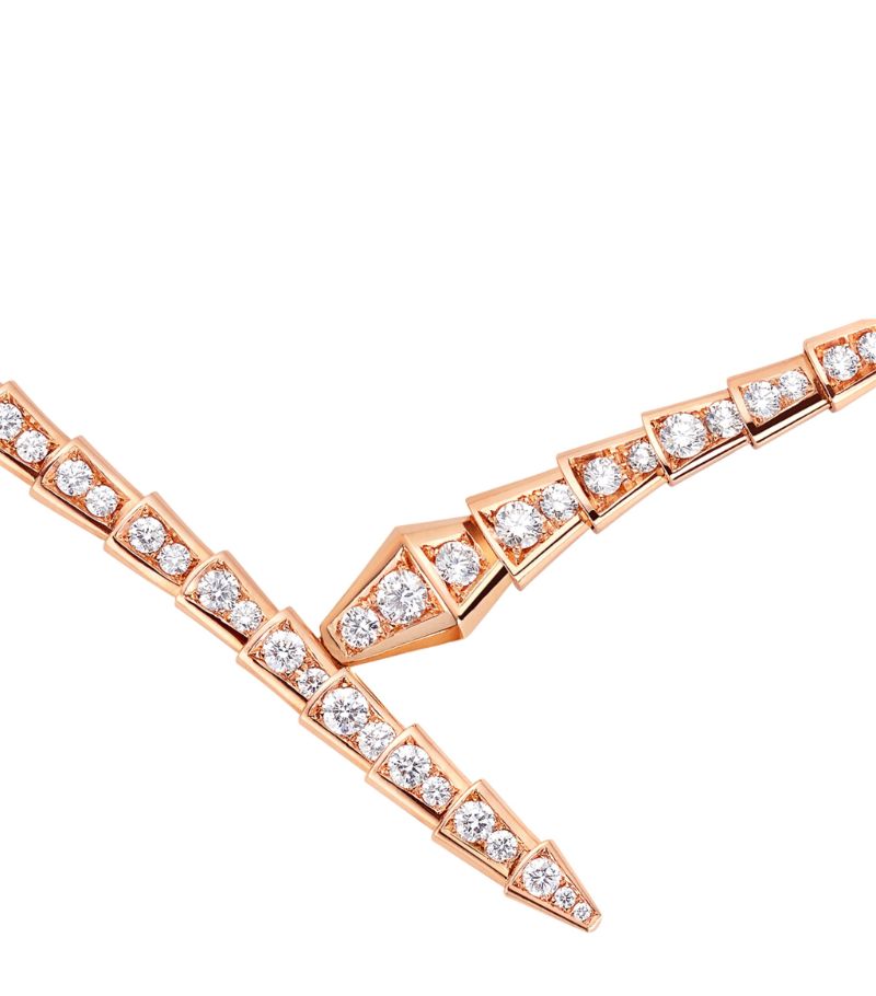 Vòng cổ BVLGARI Rose Gold and Diamond Serpenti Viper Necklace vàng hồng 18K