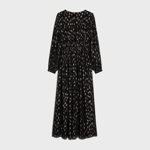 VÁY CELINE LONG DRESS IN FIL COUPÉ SILK GEORGETTE BLACK