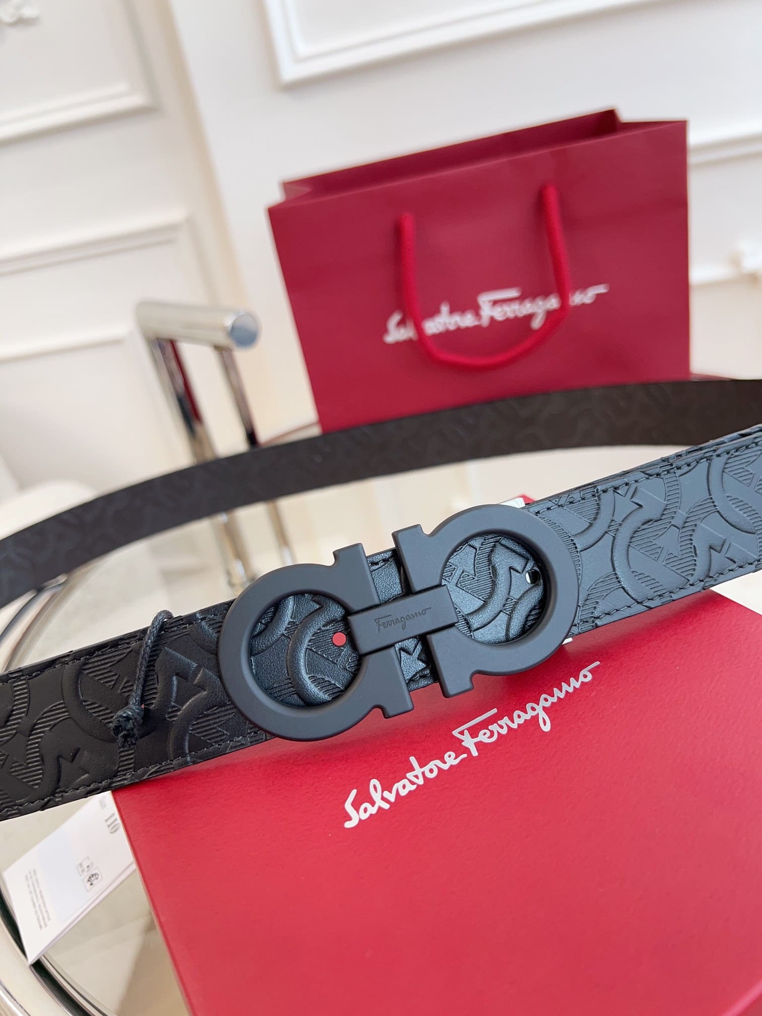 DÂY LƯNG Salvatore Ferragamo Adjustable Gancini Belt Khóa đen