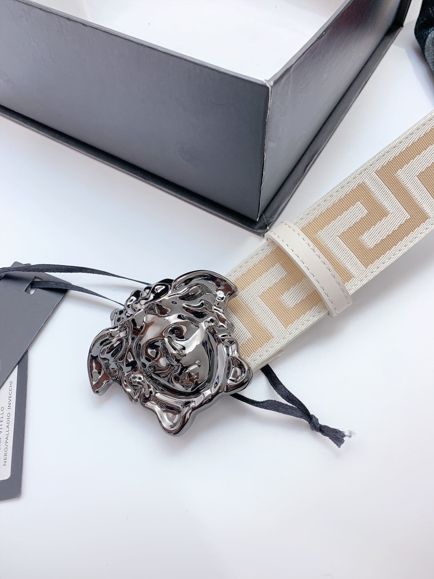 DÂY LƯNG VERSACE GRECA CANVAS Khóa đen