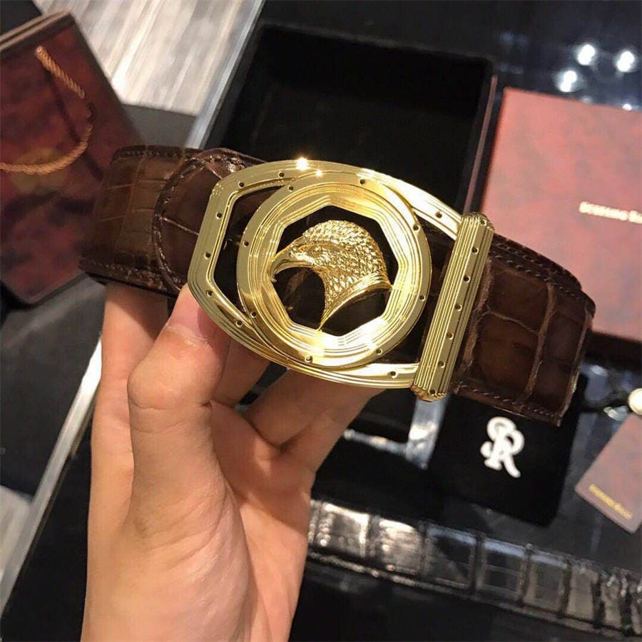 DÂY LƯNG STEFANO RICCI CROCODILE LEATHER DA CÁ SẤU Belt Khóa bạc