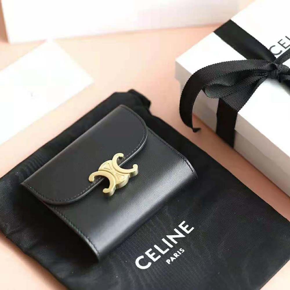 Ví Celine Women Small Flap Wallet in Shiny Smooth Lambskin-Black
