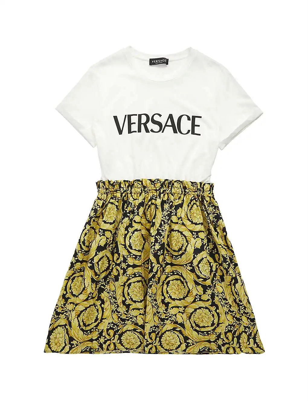 ÁO VERSACE Barocco logo-print cotton-jersey dress 4-14 years