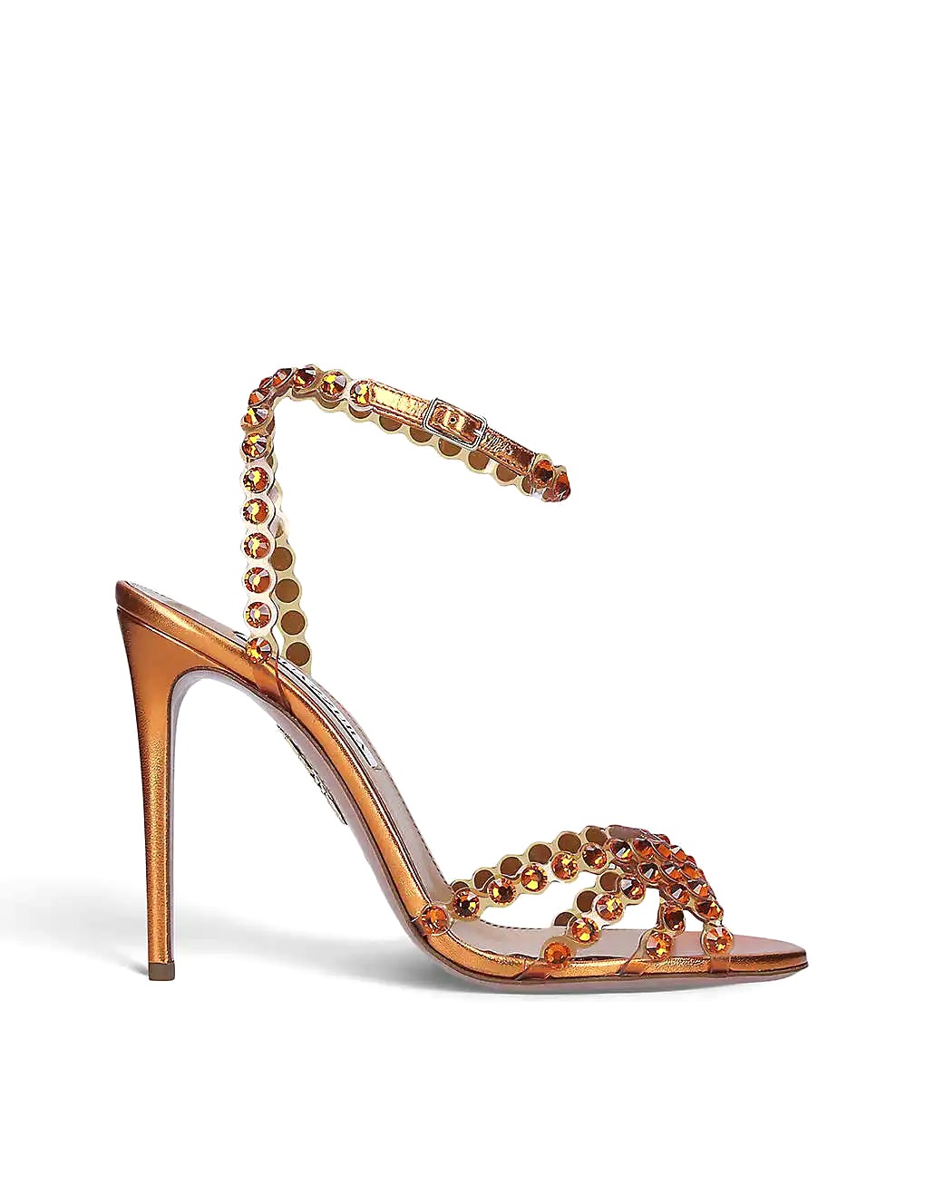 GIÀY AQUAZZURA Tequila 105 gem-embossed leather heeled sandals