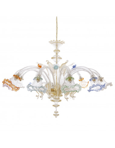 ĐÈN CHÙM FLOWER Deluxe Murano glass and gold chandelier