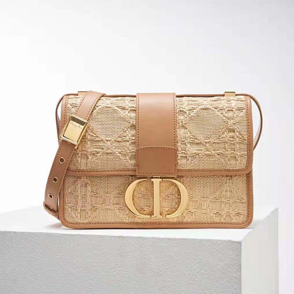 TÚI Dior Women 30 Montaigne Bag Natural Cannage Raffia Top Quality