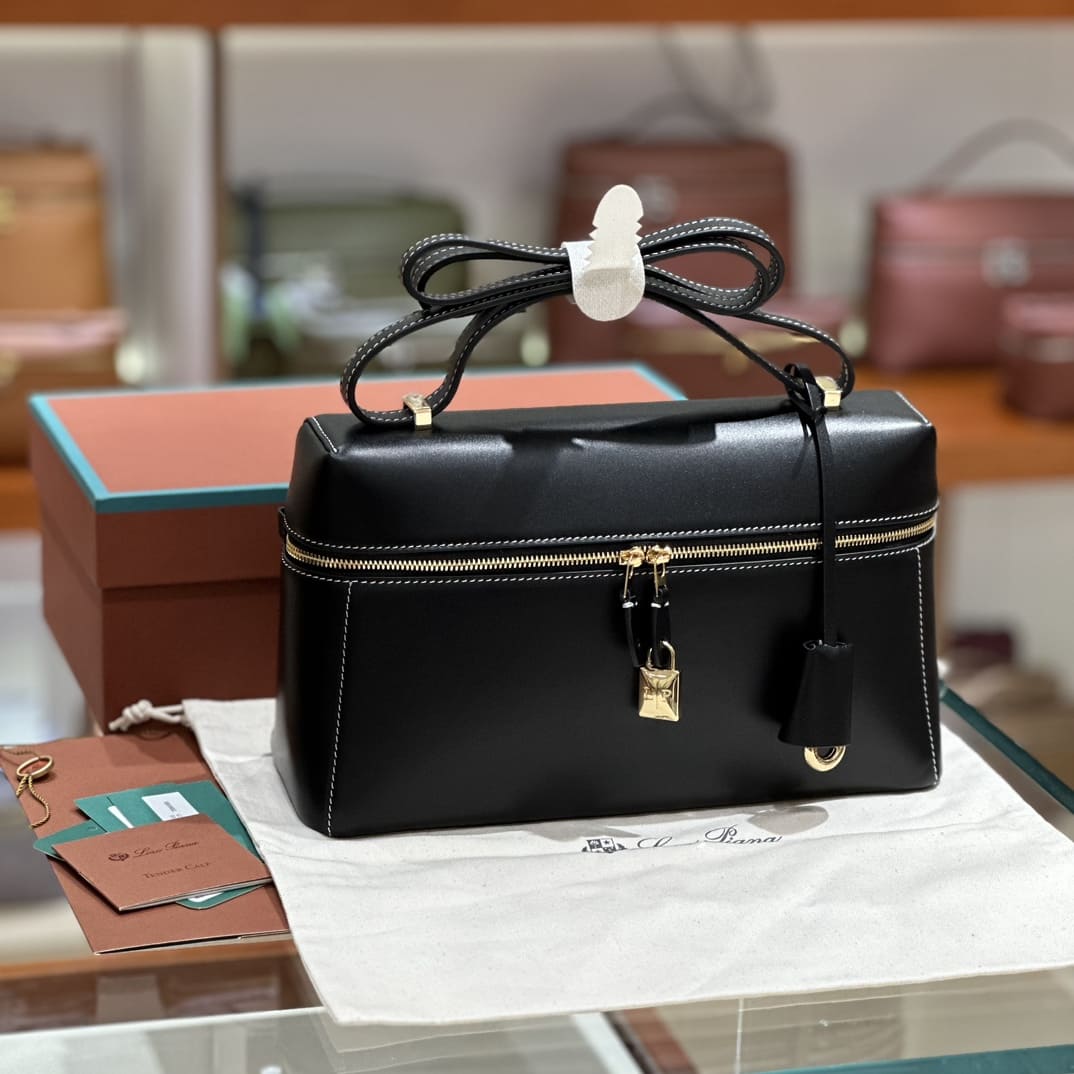 TÚI Loro Piana Women Loro Piana Extra Pocket bằng da bê màu đen 27