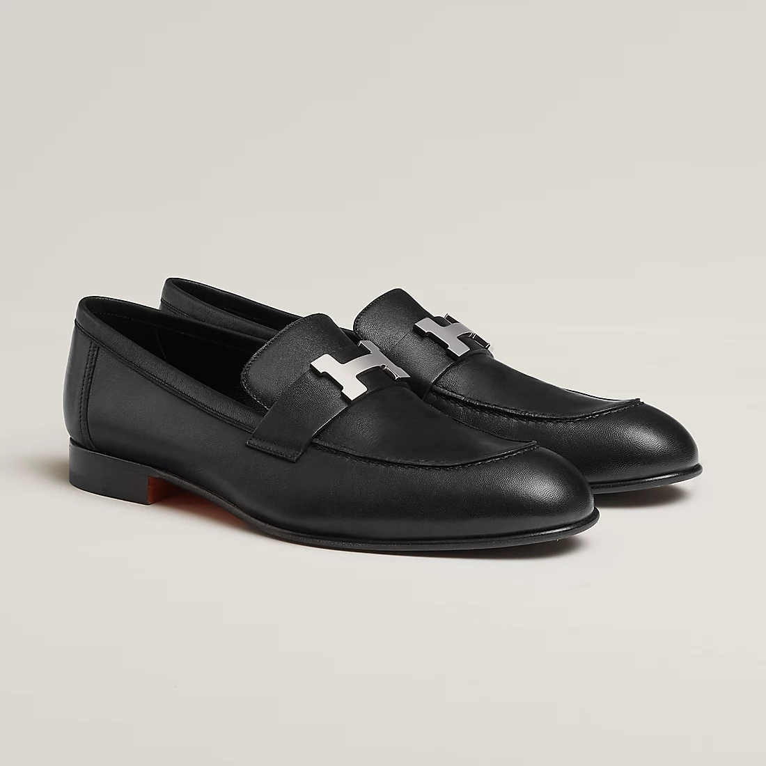 GIÀY HERMES PARIS LOAFER COWHIDE LEATHER BLACK SS2022