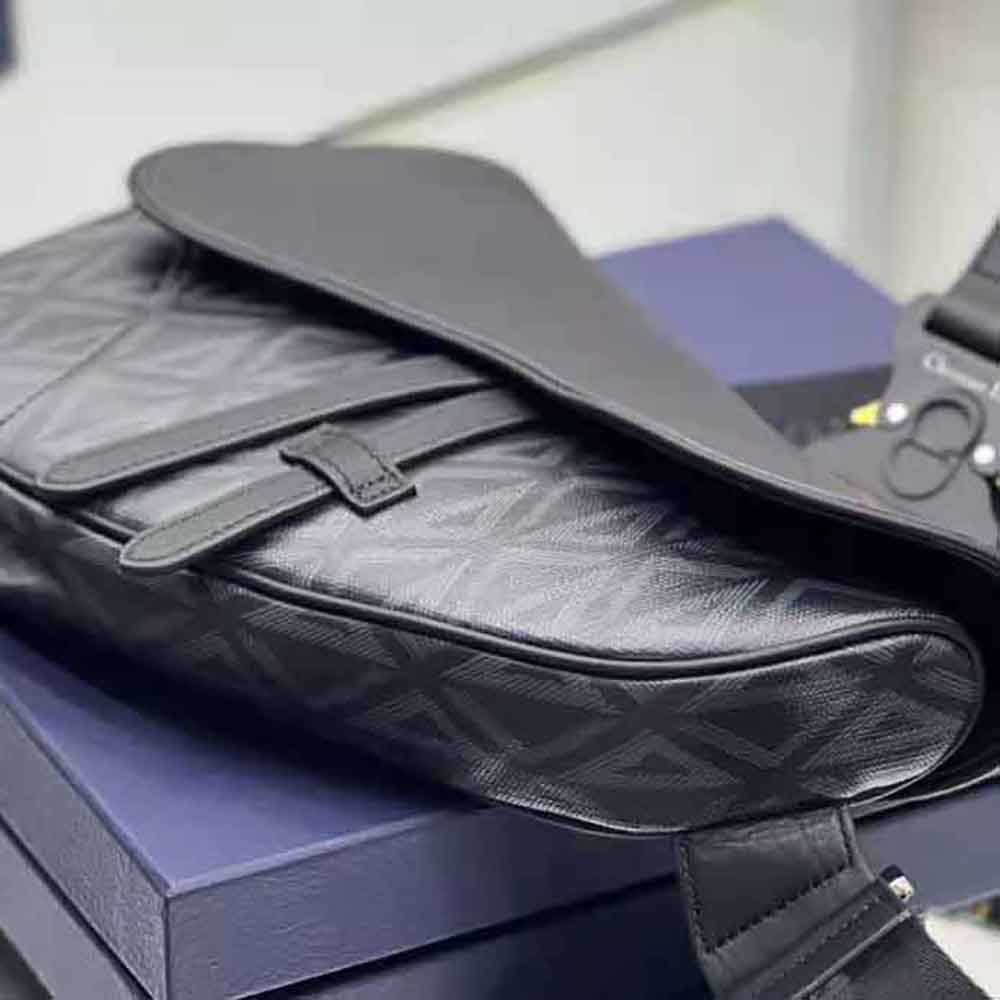 TÚI DIOR Saddle Bag Black CD Diamond Canvas and Smooth Calfskin
