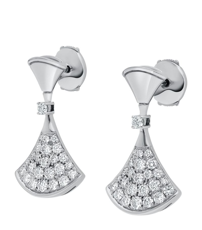 Bông tai BVLGARI White Gold and Diamond Divas' Dream Earrings vàng trắng 18K