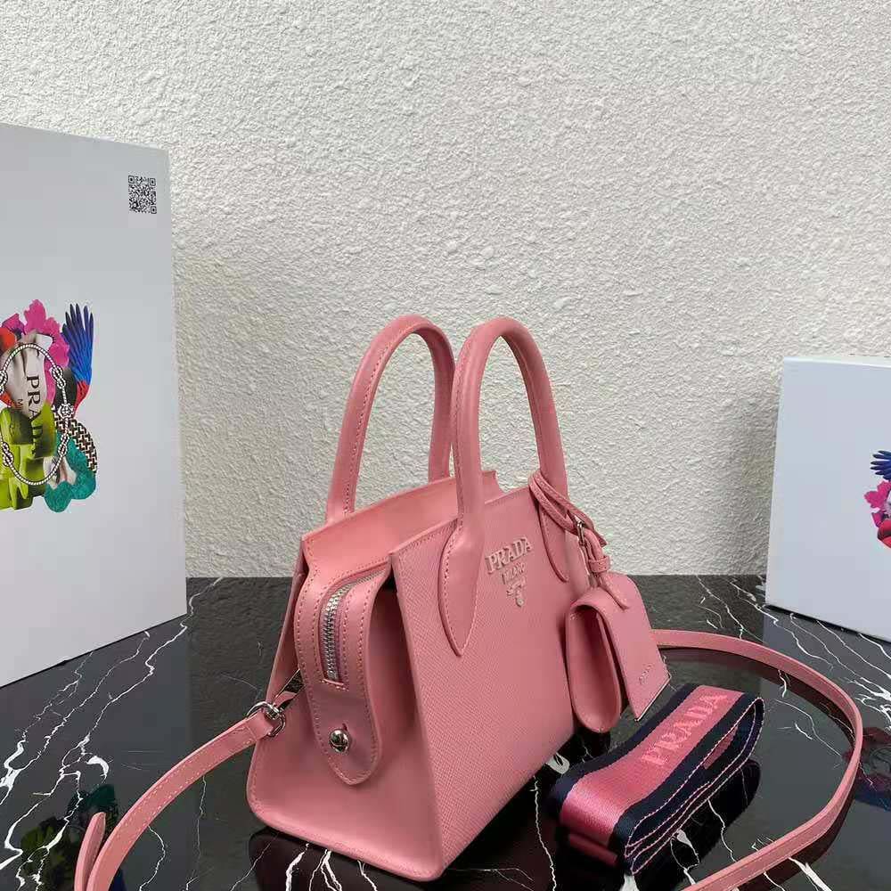 TÚI Prada Women Saffiano Leather Prada Monochrome Bag-Pink