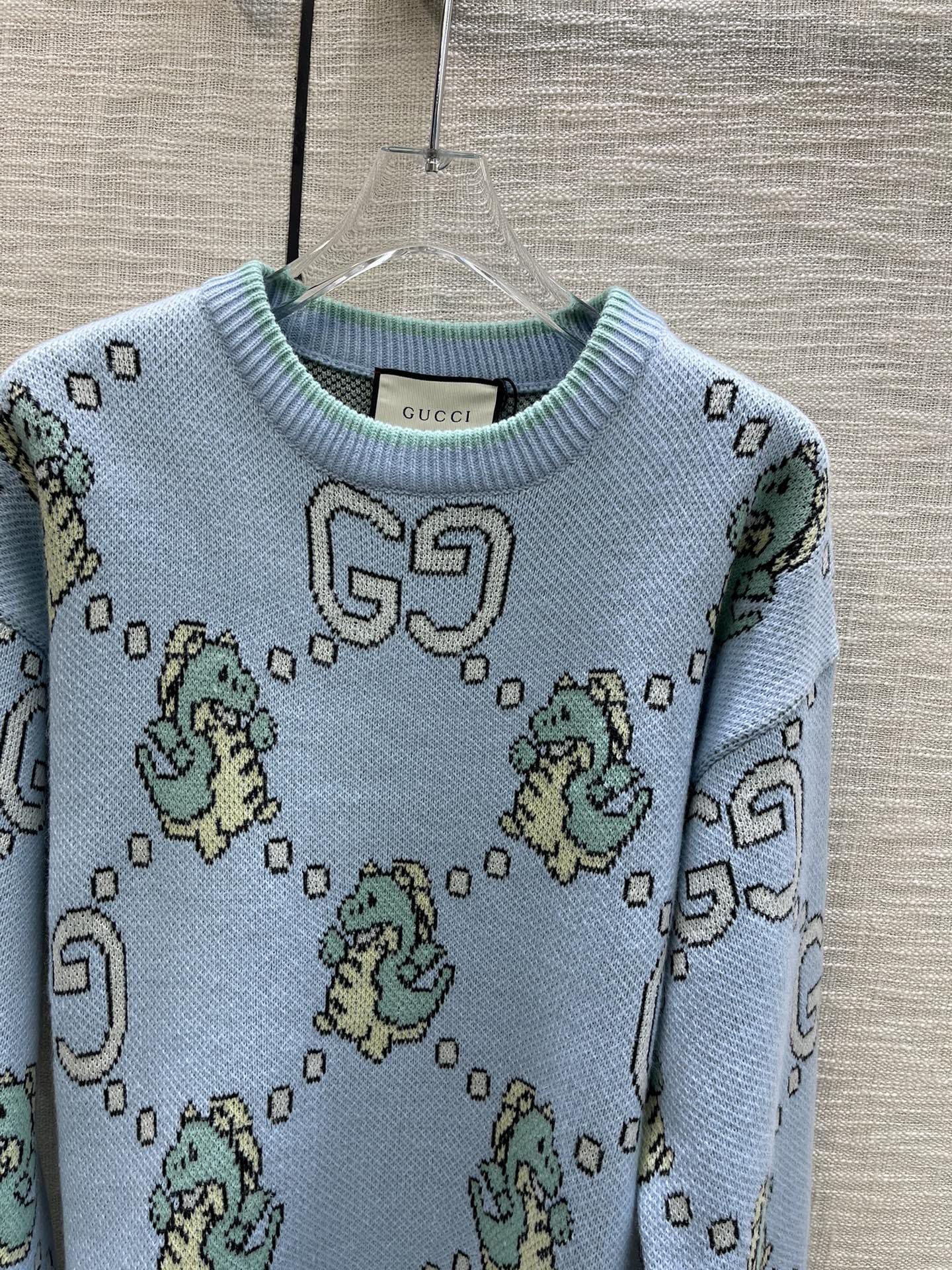 ÁO Gucci Dragon Sewing Blue Sweater