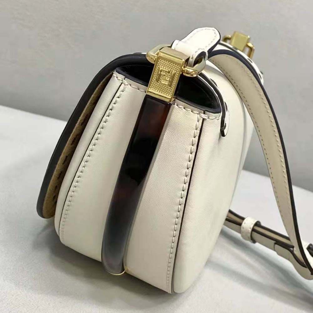 TÚI FENDI  Moonlight Hand-Stitched Leather Satchel Bag-White
