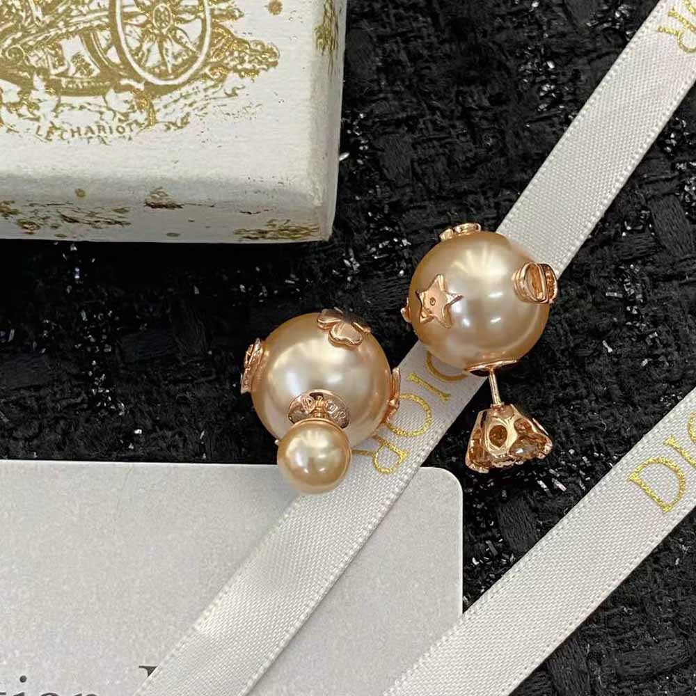 Bông tai Dior Tribales Earrings Pink-Finish Metal with Pink Resin Pearls and a Pink Crystal