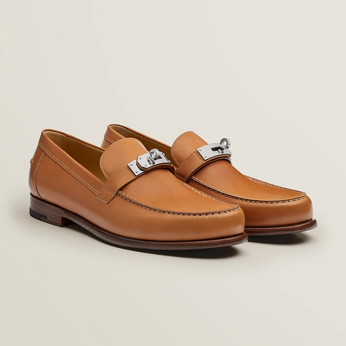 GIÀY HERMES DESTIN LOAFER COWHIDE LEATHER BROWN SS2022