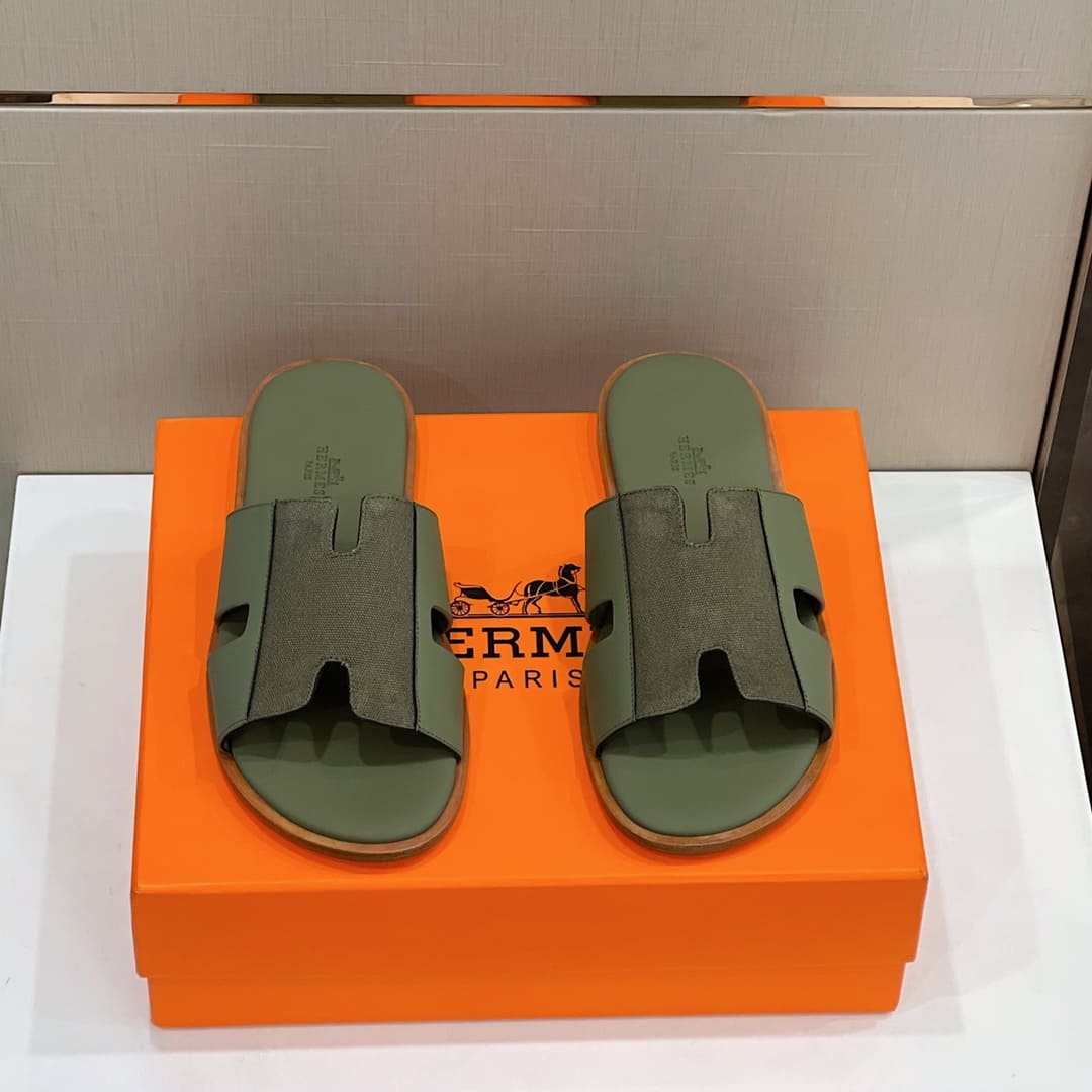 DÉP HERMES IZMIR MILITARY GREEN H SANDAL AAA