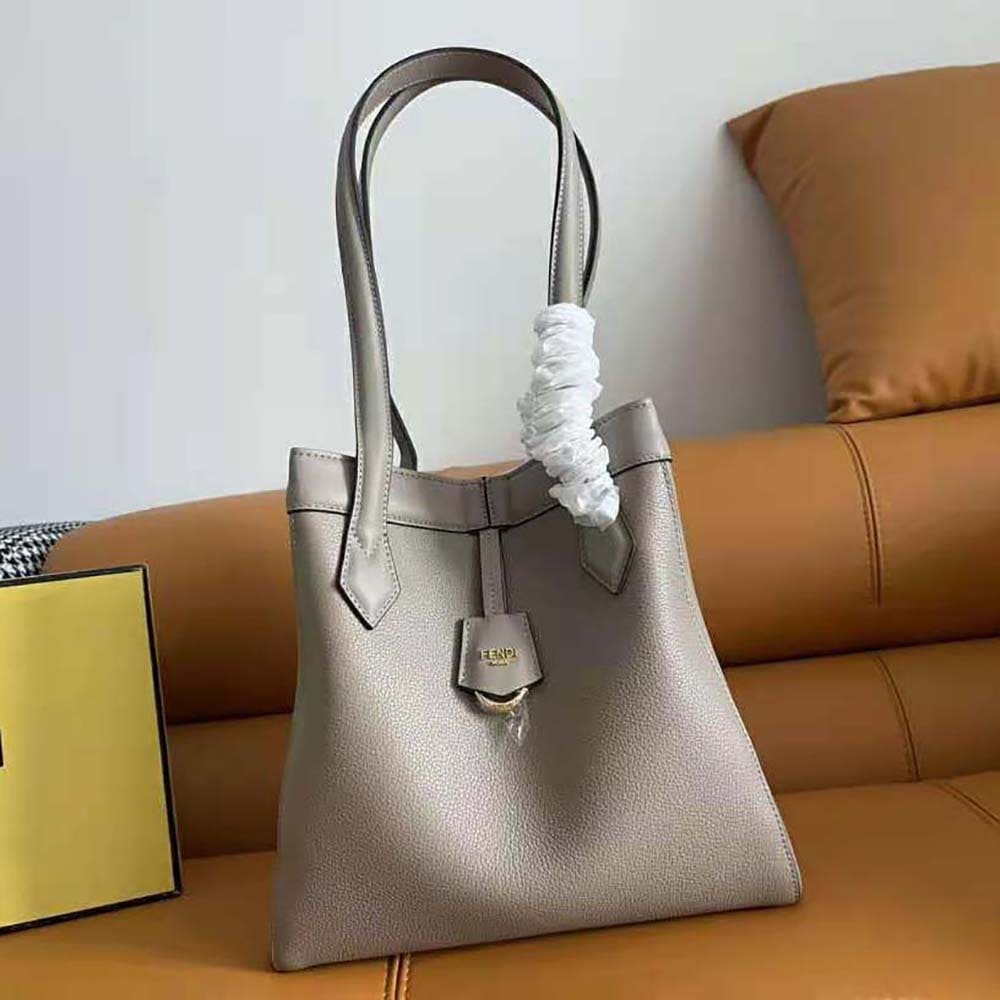 TÚI FENDI Women Origami Medium Dove Gray Leather Bag