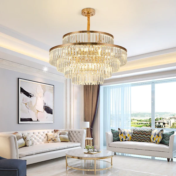 ĐÈN CHÙM Elizabeth Layered Oversized Two-Tier Crystal Chandelier