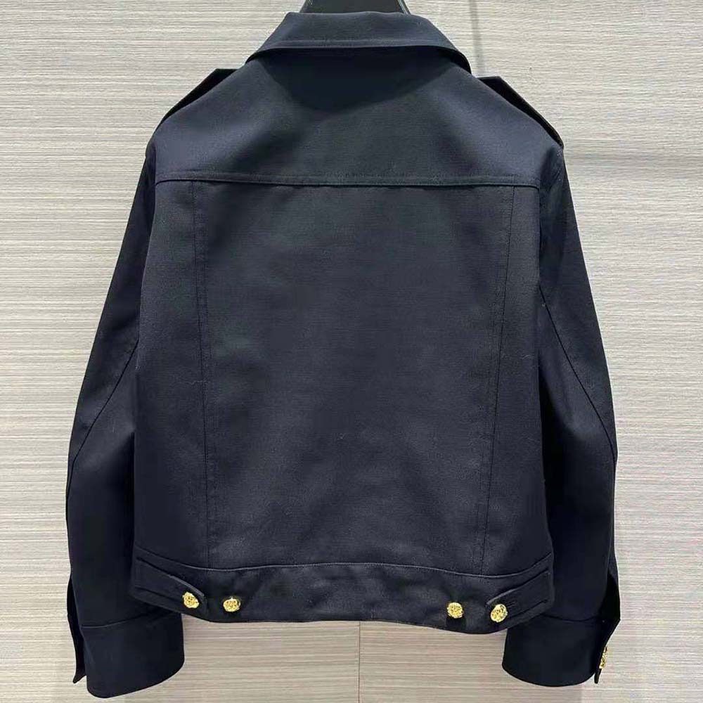 ÁO CELINE Cropped Saharienne Jacket in Diagonal Wool