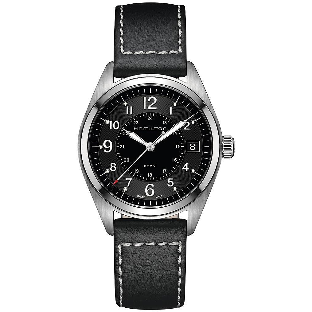Hamilton Khaki Field Black Dial Black Leather Watch